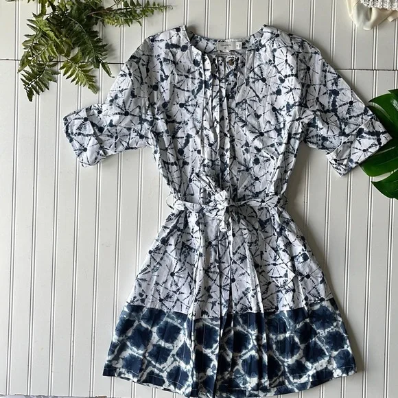 Thakoon anniversary edition dress blue white splatter watercolor pleated dress - Picture 2 of 11